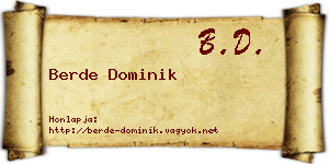 Berde Dominik névjegykártya